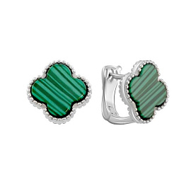 Silver earrings with malachite