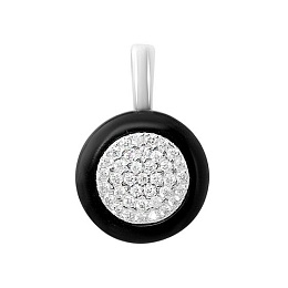 Silver pendant with ceramics, phianites