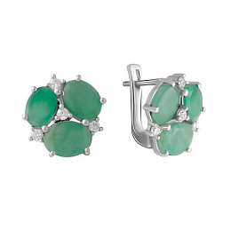 Silver earrings with a 6.474-carat emerald