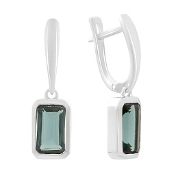 Серебряные серьги с топазом Лондон Блю 3.542ct