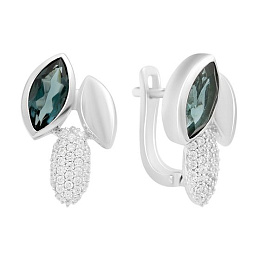 Silver earrings with London Blue topaz 2.569ct, cubic zirconia