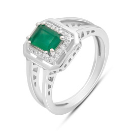 Серебряное кольцо с агатом 1.209ct, фианитами