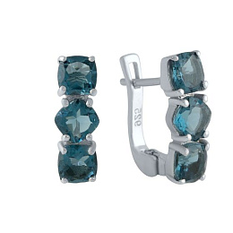 Silver earrings with London Blue topaz (2.785 carats)
