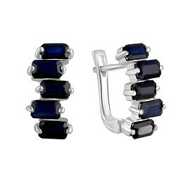 Silver Earrings with a 3.675-carat Sapphire