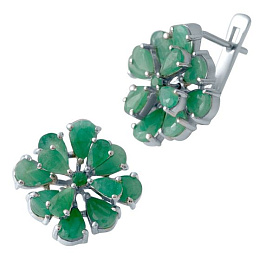 Silver Earrings with an Emerald