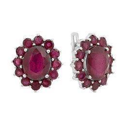 Срібні сережки з рубіном 5,388 карата