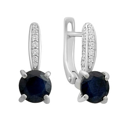 Silver Earrings with a 2.622-carat Sapphire