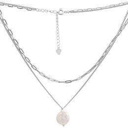 Silver necklace with baroque pearls