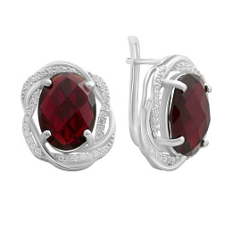 Срібні сережки з гранатом nano 9.683ct, фіанітами