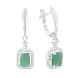 Срібні сережки із смарагдом 3,044 карата
