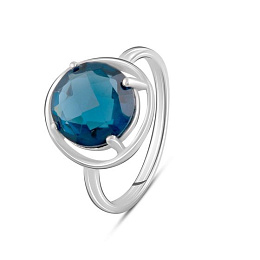 Silver ring with a 2.9-carat London Blue topaz