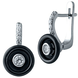 Silver earrings with , ceramics