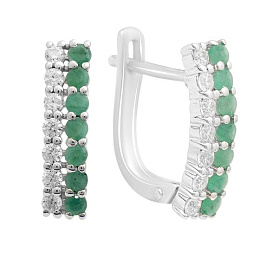 Silver earrings with emerald 1.275ct