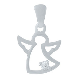 Silver pendant with 0.062-carat cubic zirconia