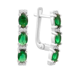 Silver earrings with a 2.114-carat nano emerald