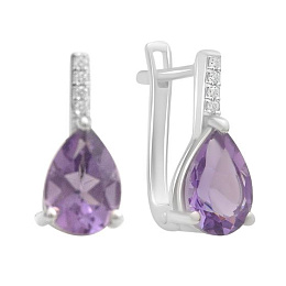 Серебряные серьги с аметистом 3.703ct