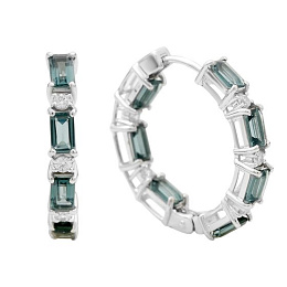 Срібні сережки з топазом Лондон Блю 3.98ct, фіанітами