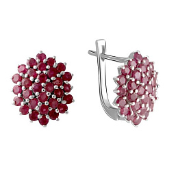 Срібні сережки з рубіном 3.167ct