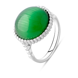 Срібна каблучка з котячим оком