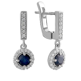 Silver Earrings with a 1.966-carat Sapphire