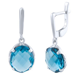 Срібні сережки з топазом Лондон Блю