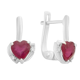 Срібні сережки з рубіном 2,285 карата
