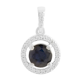 Silver pendant with 1.356ct sapphire, cubic zirconia