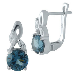 Silver Earrings with London Blue Topaz, 2.688 ct