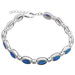 Серебряный браслет с опалом 4.227ct, фианитами