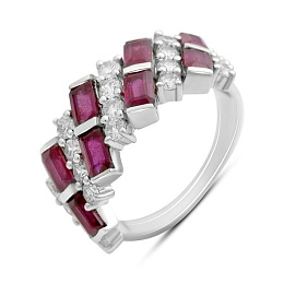 Серебряное кольцо с рубином 5.59ct, фианитами