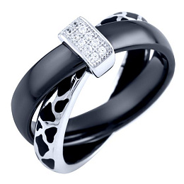 Серебряное кольцо с , емаллю, керамикой