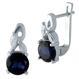 Silver earrings with sapphire nano 2.717ct