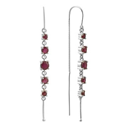 Срібні сережки з рубіном 3.58ct