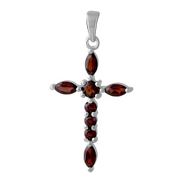 Sterling silver cross with garnet 2.008ct