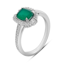 Silver ring with agate 1.676ct, cubic zirconia