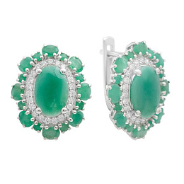 Срібні сережки із смарагдом 11,133 карата