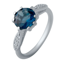 Silver ring with topaz London Blue 1.629ct