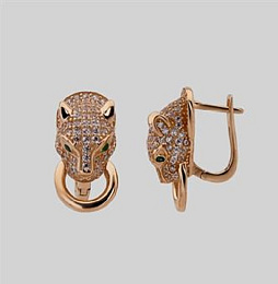 Gold Earrings with 1.64ct Rhinestones