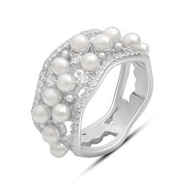Silver ring with pearls 2.5ct