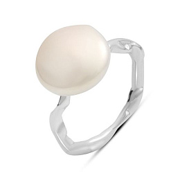 Silver ring with baroque pearls