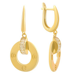 Золотые серьги с фианитами 0.28ct