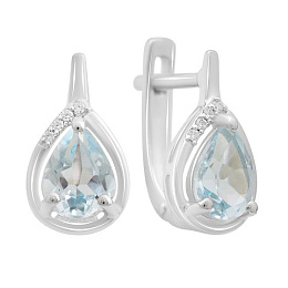 Серебряные серьги с топазом 2.675ct, фианитами