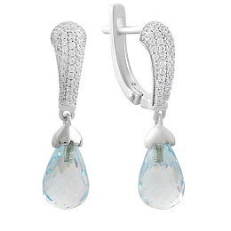 Silver earrings with a 9.483-carat topaz and cubic zirconia