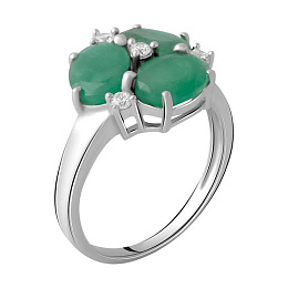Silver ring with a 3.236-carat emerald
