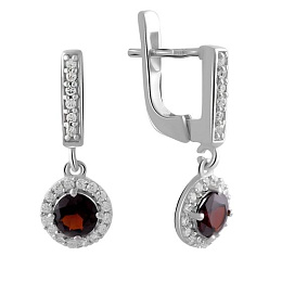 Серебряные серьги с гранатом 1.89ct