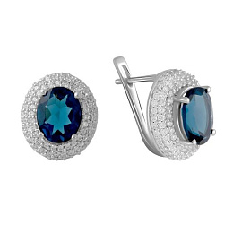 Серебряные серьги с топазом Лондон Блю 5.816ct