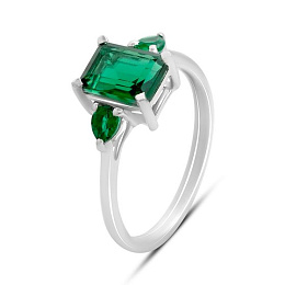 Silver ring with emerald nano 1.708ct