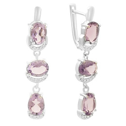Серебряные серьги с аметистом 6.53ct
