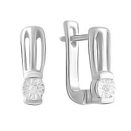 Серебряные серьги с бриллиантом 0.02ct