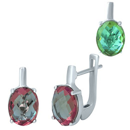 Silver earrings with 5.372 carats of sultanite